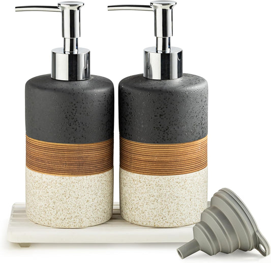 Ceramic Dish Soap Dispensers Set(2 Pack), Hand, Dish, Shower Soap Dispenser for Kitchen Sink &
