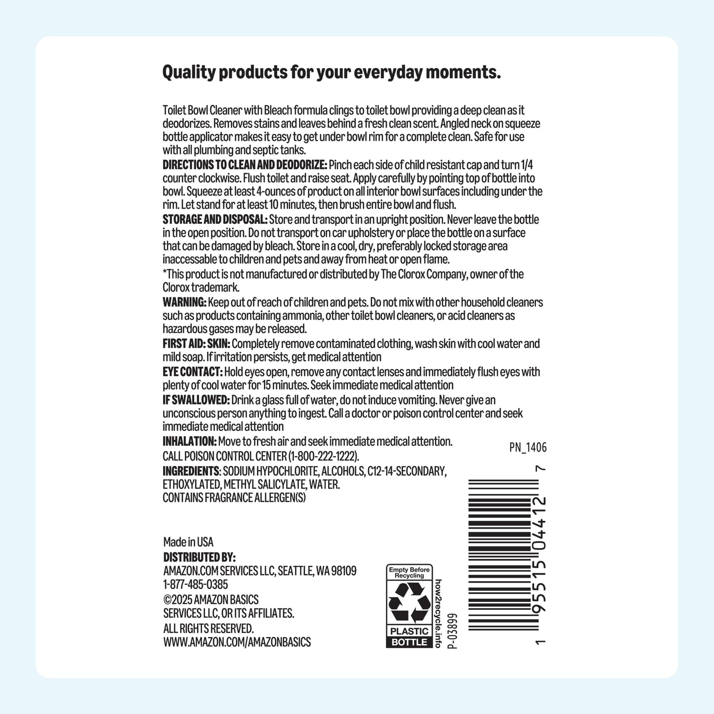Amazon Basics Toilet Bowl Cleaner with Cling Action Formula, Fresh Scent, 24 Fl Oz – view 5
