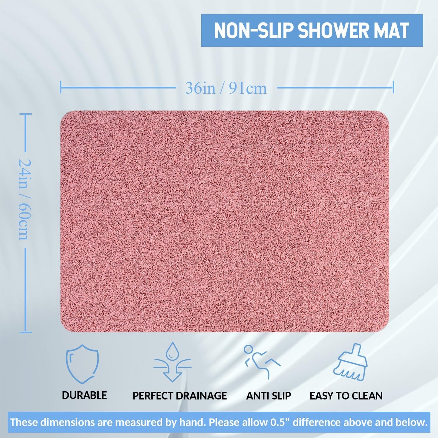 Non-Slip Bathtub Mat, Anti Slip Shower Mat, Fast Drying Bathtub Mats, Foot Scrubber Mat, Anti Slip