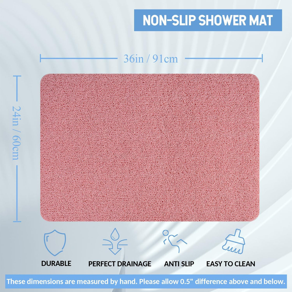 Non-Slip Bathtub Mat, Anti Slip Shower Mat, Fast Drying Bathtub Mats, Foot Scrubber Mat, Anti Slip