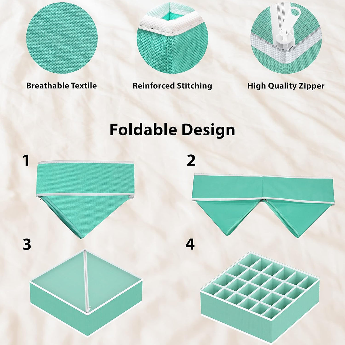 Simple Houseware 4-Pack Drawer Organizer Set - Closet Dividers for Underwear, Socks, Bras, Scarves