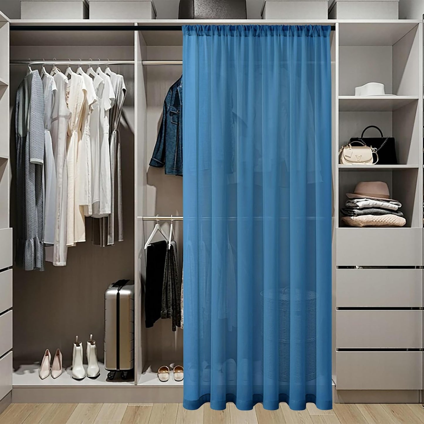 Tollpiz Sheer Door Curtain Closet Linen Textured Curtain Sheers Doorway Light Filtering Voile