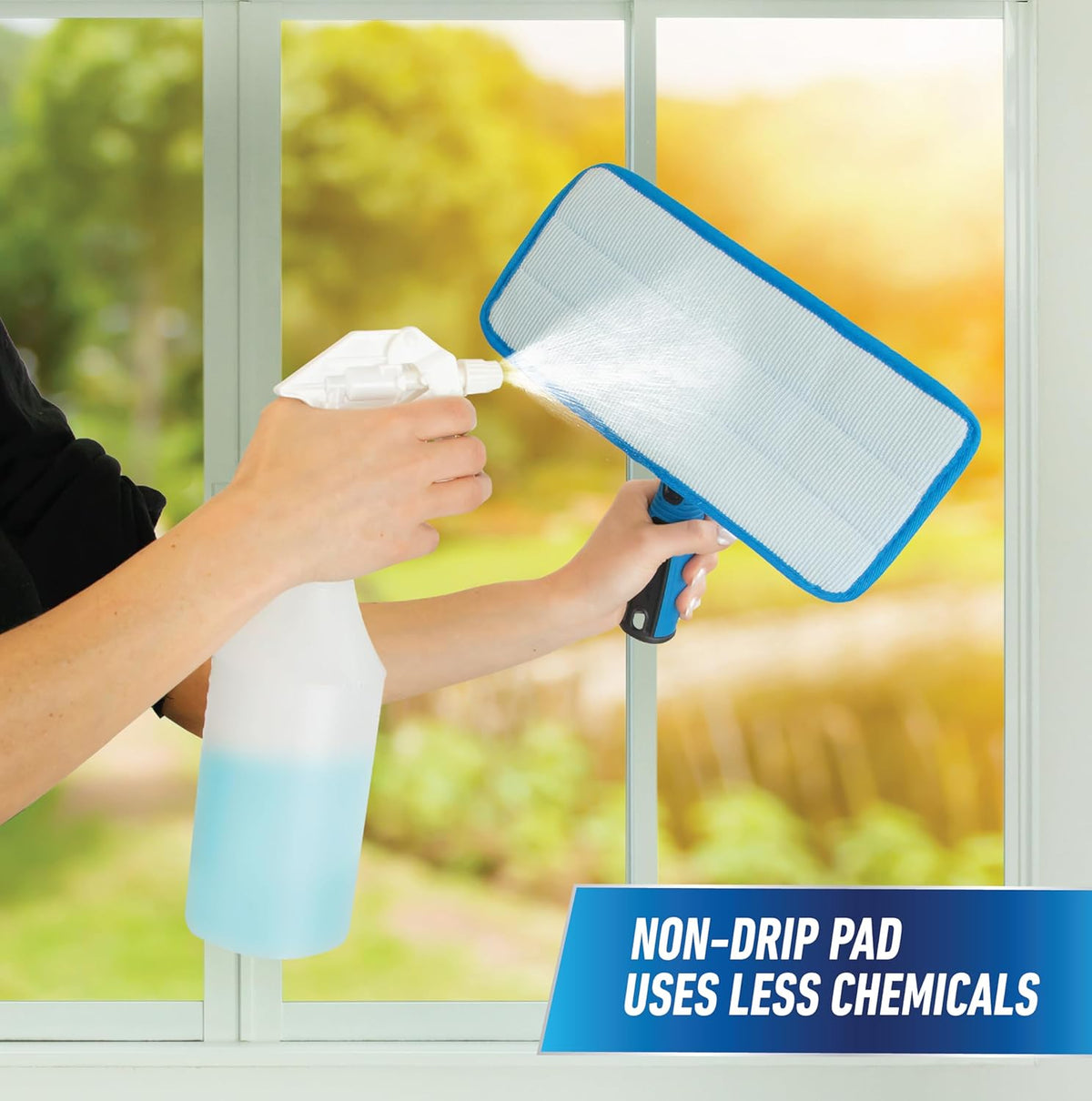 UNGER ProClean Connect and Clean Indoor Window Cleaning Kit, Washing Tool with Swivel Head for