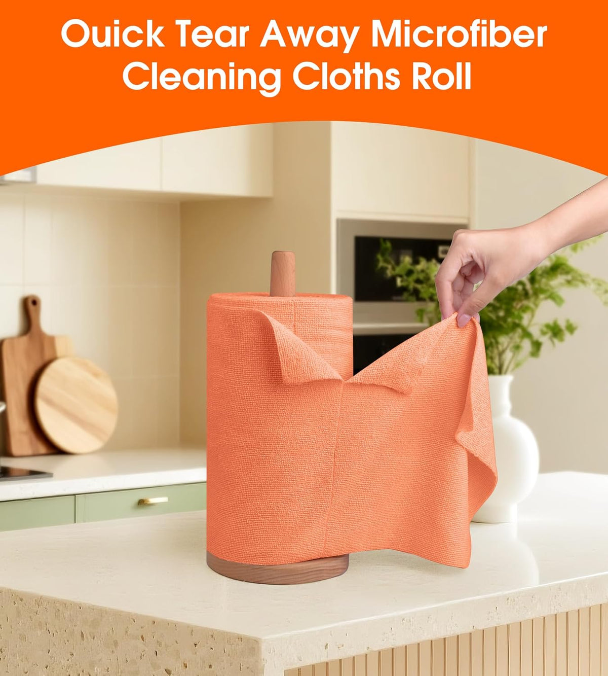 Roll of Microfiber Cleaning Cloth –100 Pack, Tear Away Microfiber Towels, Reusable, Washable