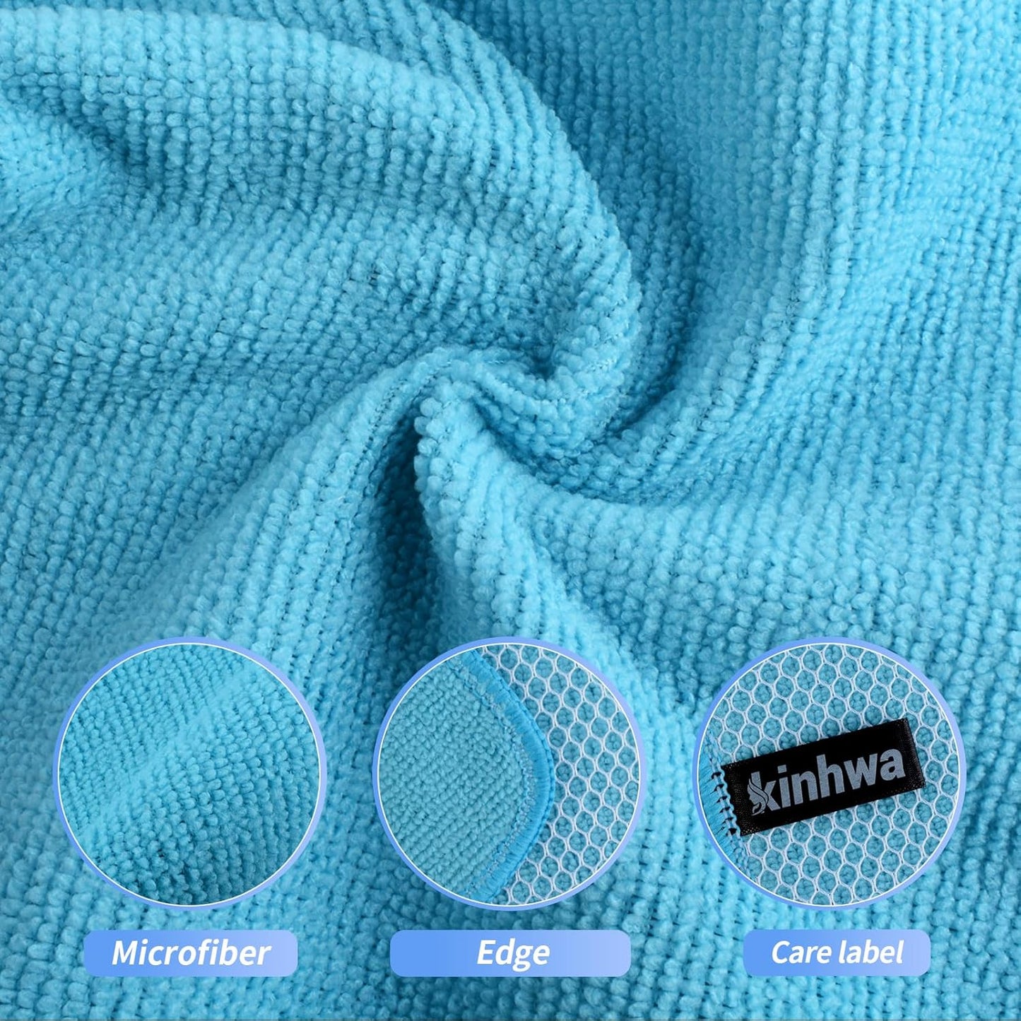 KinHwa Kitchen Washcloths for Dishes Absorbent Microfiber Dish Cloths Quick Dry Dish Rags with Poly