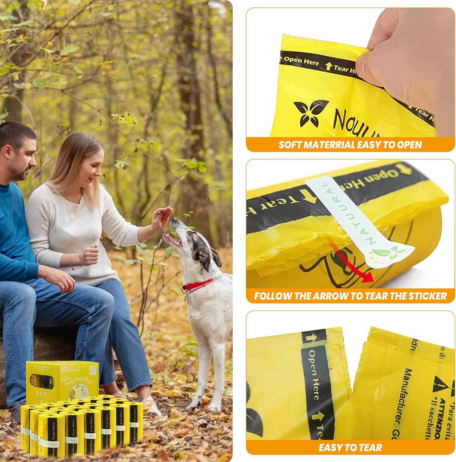 Certified Compostable Dog Poop Bags-270 Bags 18Rolls, Poop Bags for Dogs Made of Cornstarch - ASTM