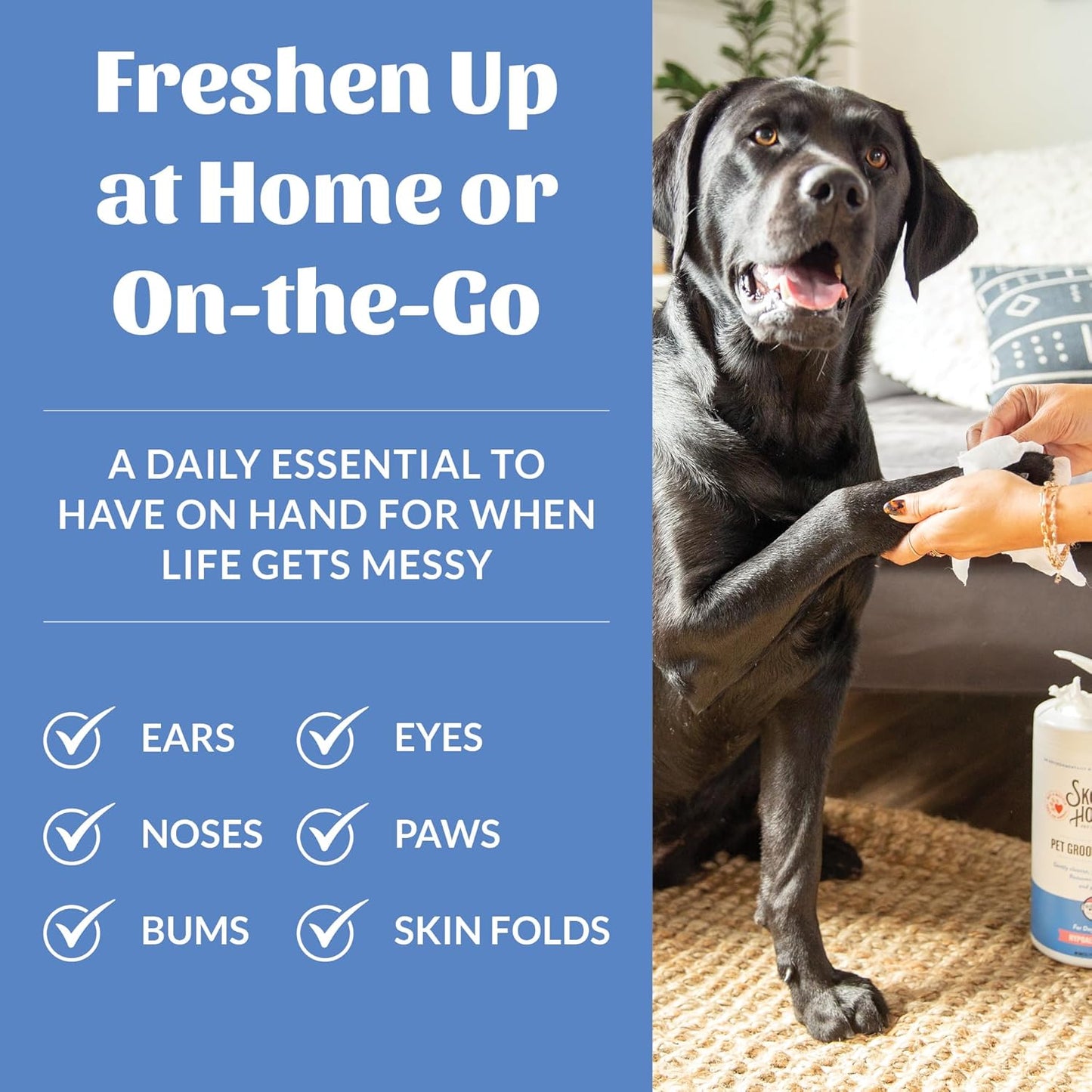 SKOUT'S HONOR Pet Grooming Wipes for Dogs and Cats - Deodorizing, Plant-Based, Biodegradable