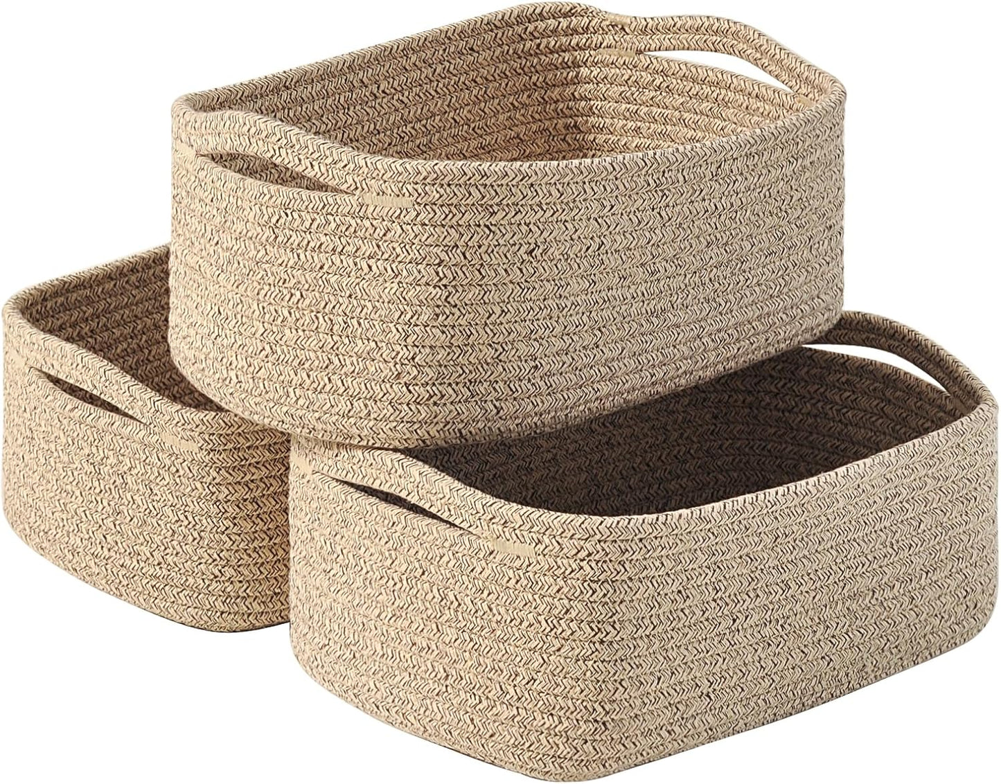 Small Baskets for Organizing, Woven Storage Baskets for Shelves, Small Rope Basket for Storage