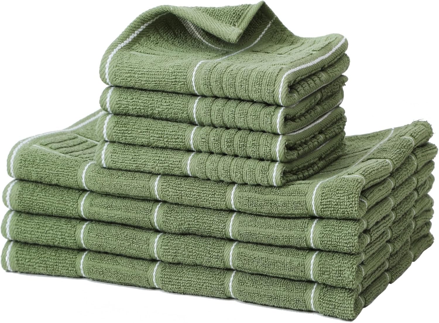Glynniss Kitchen Towels and Dishcloths Set, Four Dish Towels 16x26 Inches, Four Absorbent Dish