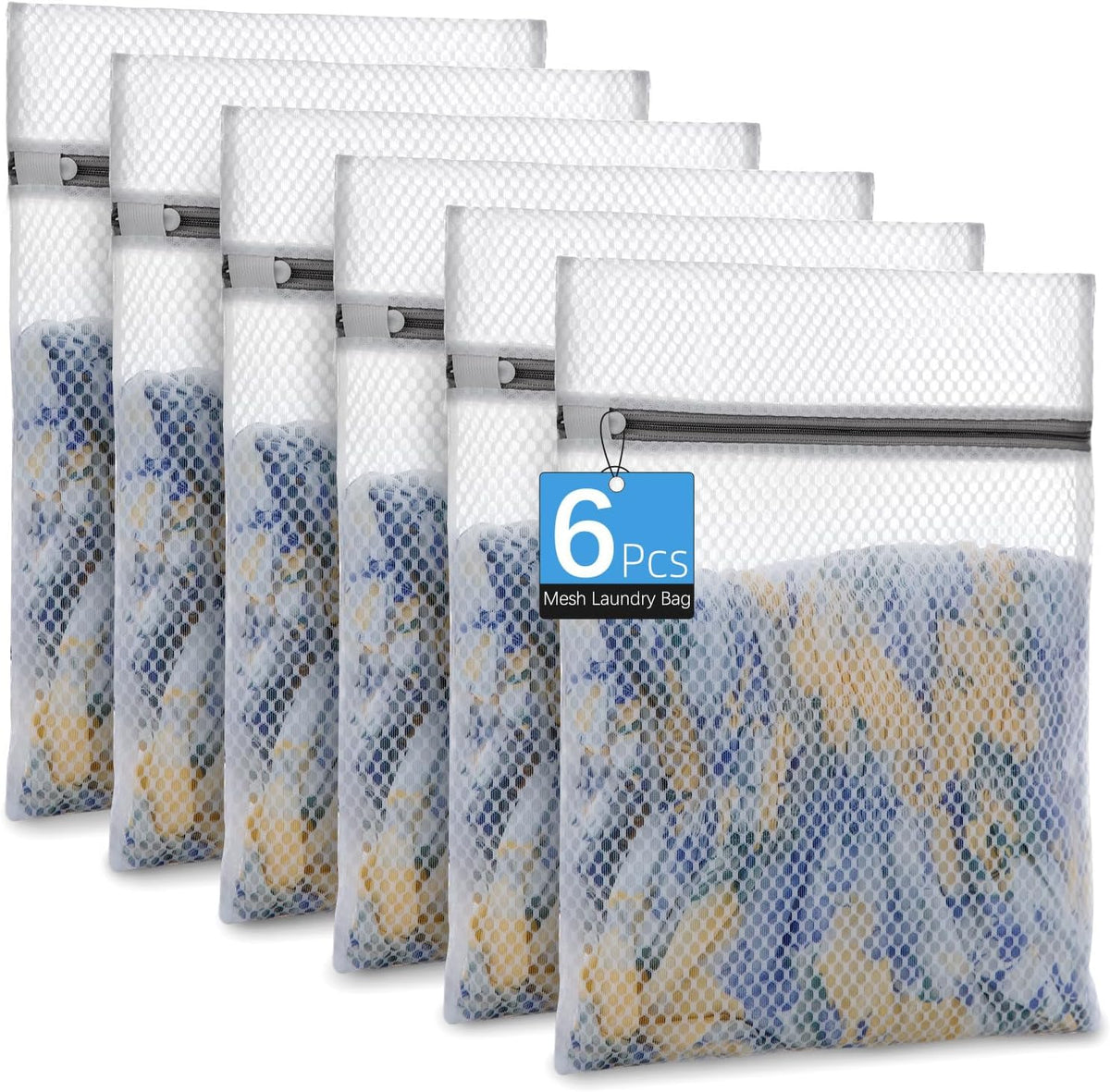 6-Pack Honeycomb Mesh Laundry Bags for Delicates - 12x16 Inches Medium Washing Bags for Bras