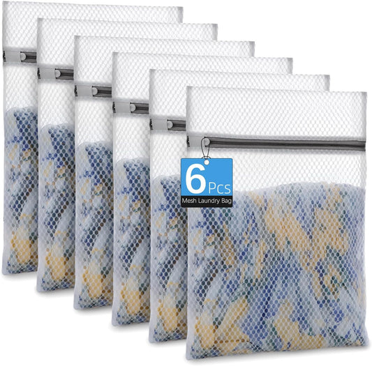 6-Pack Honeycomb Mesh Laundry Bags for Delicates - 12x16 Inches Medium Washing Bags for Bras