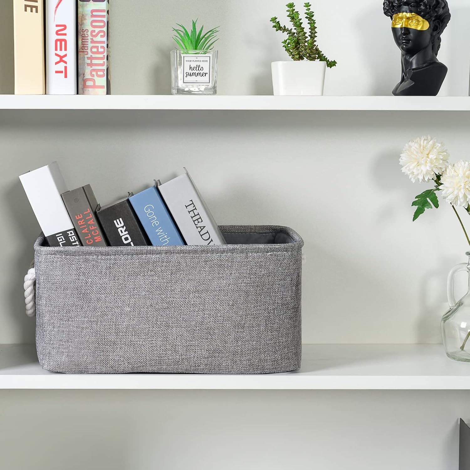TheWarmHome Storage Bins - Medium 3 Pack Storage Baskets for Organizing Shelves | Fabric Storage