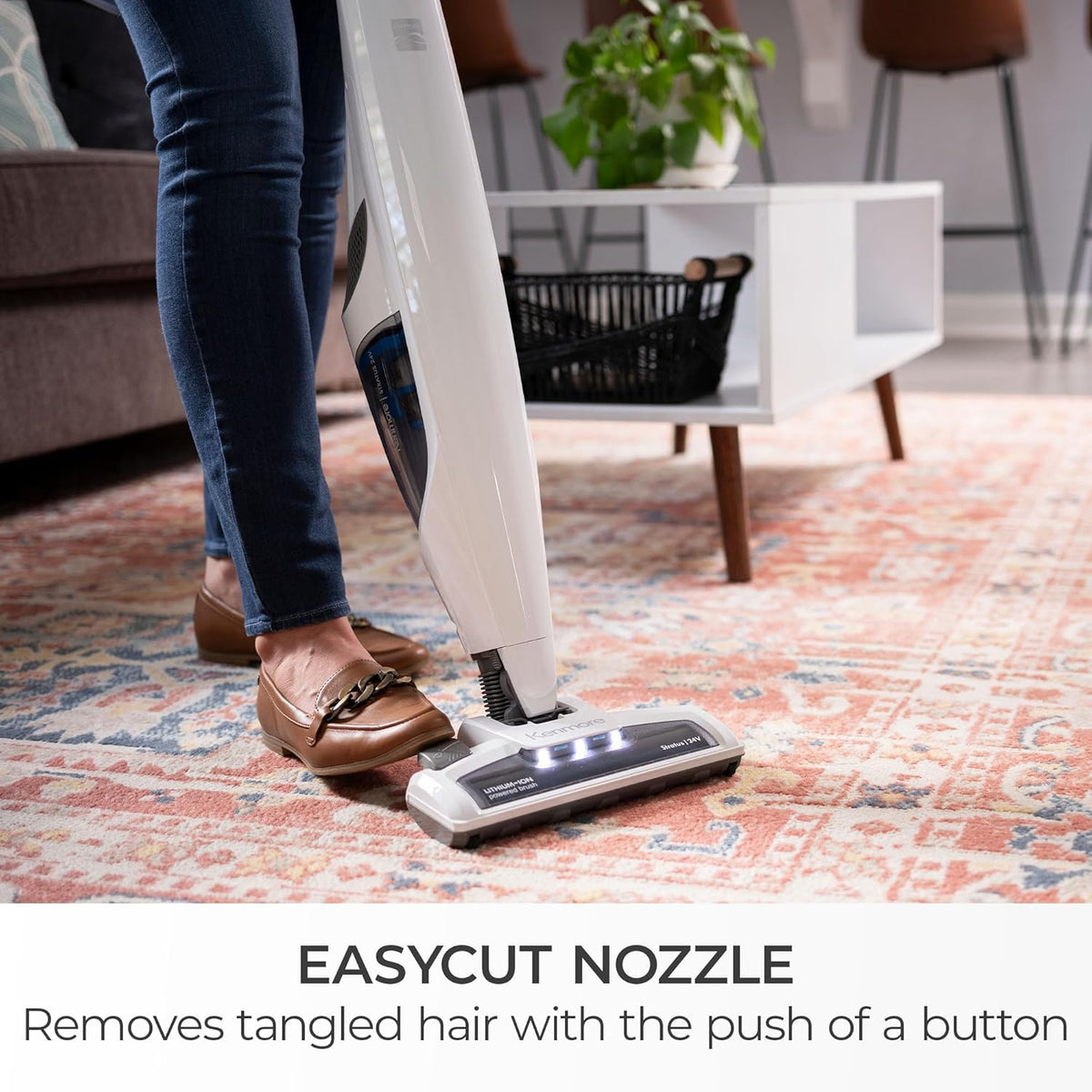 Kenmore DS1030 Cordless Stick Vacuum Lightweight Cleaner 2-Speed Power Suction LED Headlight 2-in-1