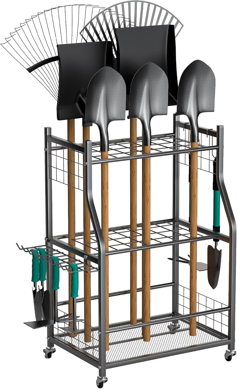 EVERHANGER Garden Tool Organizer Stand, Garage Tool Storage Organization, Yard Tool Racks with