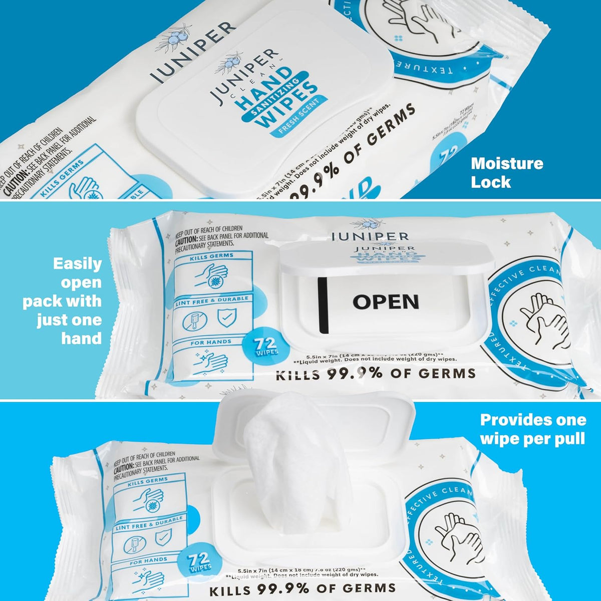1 Pack Hand Sanitizing Wipes, Alcohol Free 72 Count Disposable Hand Sanitizer Wipes, Fresh Scent
