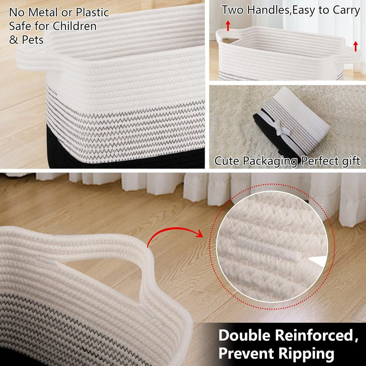 OIAHOMY Storage Basket, Woven Baskets for Storage, Cotton Rope Basket for toys,Towel Baskets for