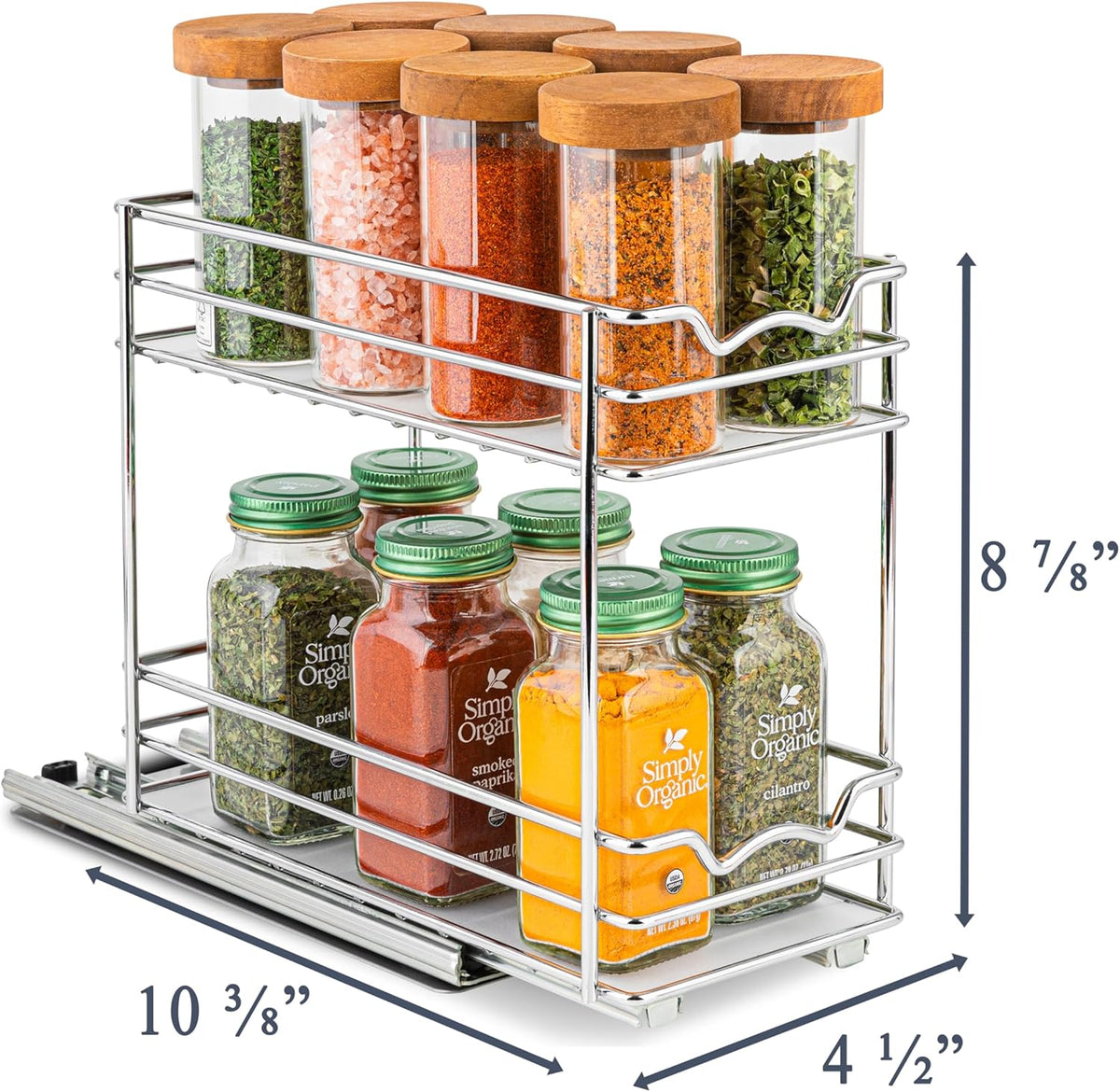 Pull Out Cabinet Organizer for Spices, Cans - Heavy Duty with Lifetime Limited Warranty- Pull Out