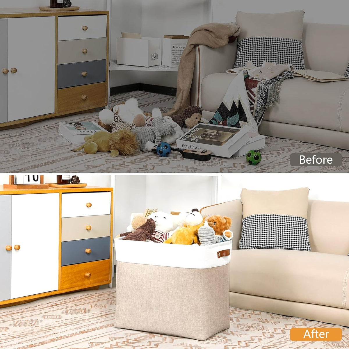 DULLEMELO Large Storage Baskets for Organizing, Canvas Storage Bins Big Baskets With Handles for