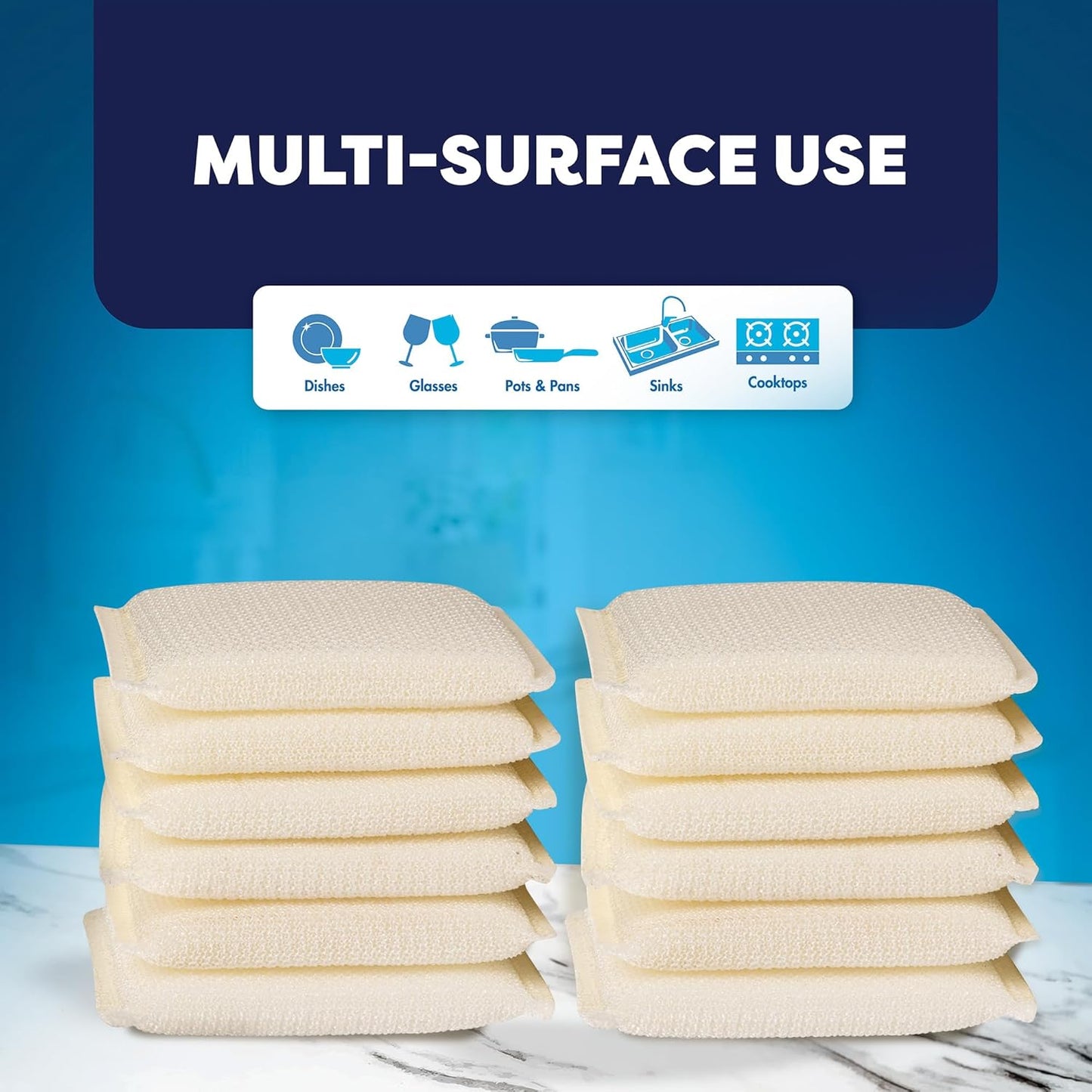 12 Pack Scrub Sponges Kitchen by SCRUBIT, Multi-Purpose Scouring Pads, Non-Scratch Cleaning Sponges