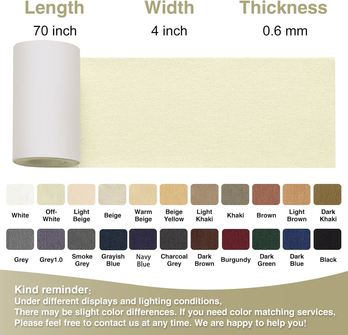 Canvas Repair Tape 4×70 Inch Waterproof Self-Adhesive Fabric Repair Patch for Repairing Boat