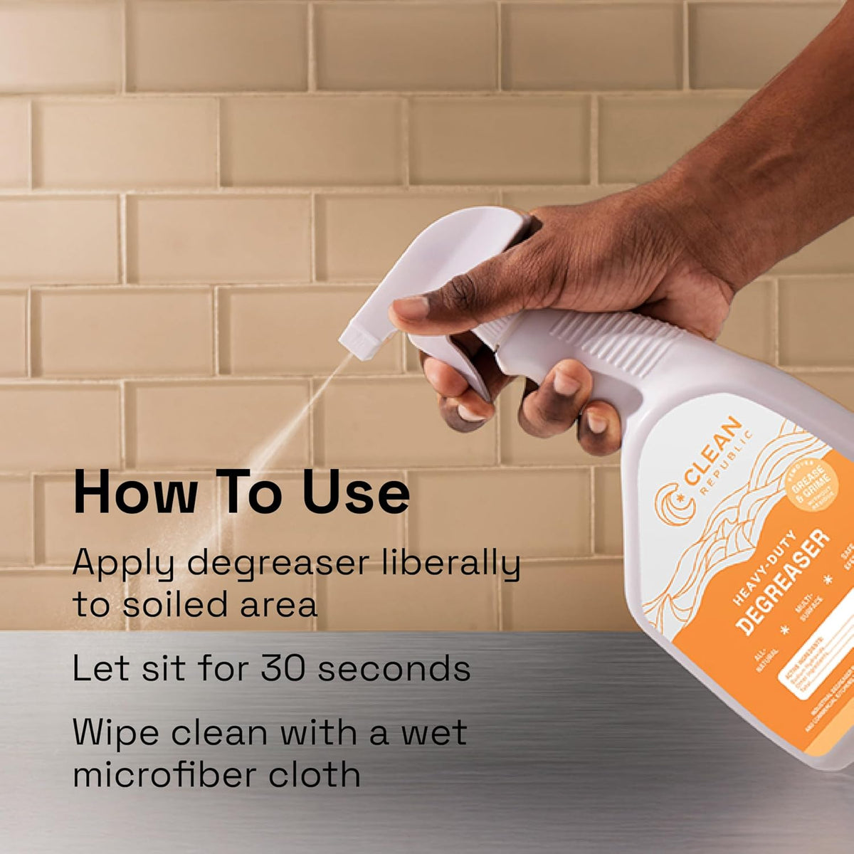 Clean Republic Heavy-Duty Degreaser, Multi-Surface Cleaning Spray for Ovens, Stove Tops, Grills