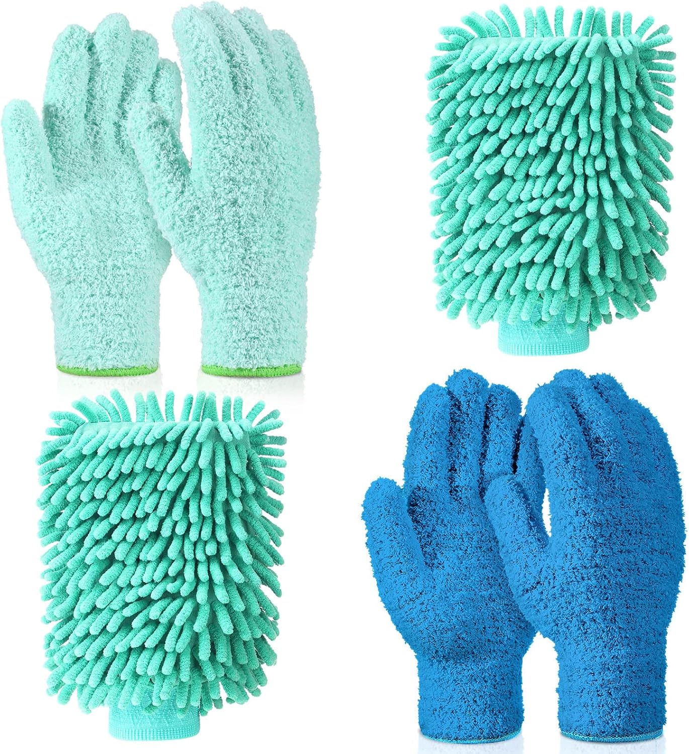 6 Pcs Microfiber Dusting Mitt Gloves Microfiber Washable Dusting Gloves Car Wash Mitt for Leaf