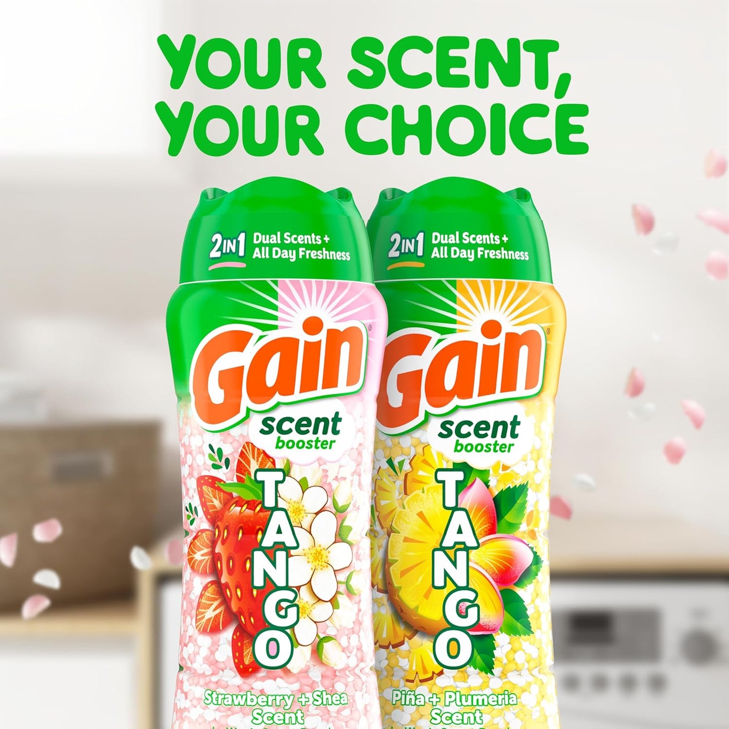 Gain Tango 2-in-1 Laundry Scent Booster Beads, Strawberry and Shea Scent, 21.1 oz, Laundry Beads