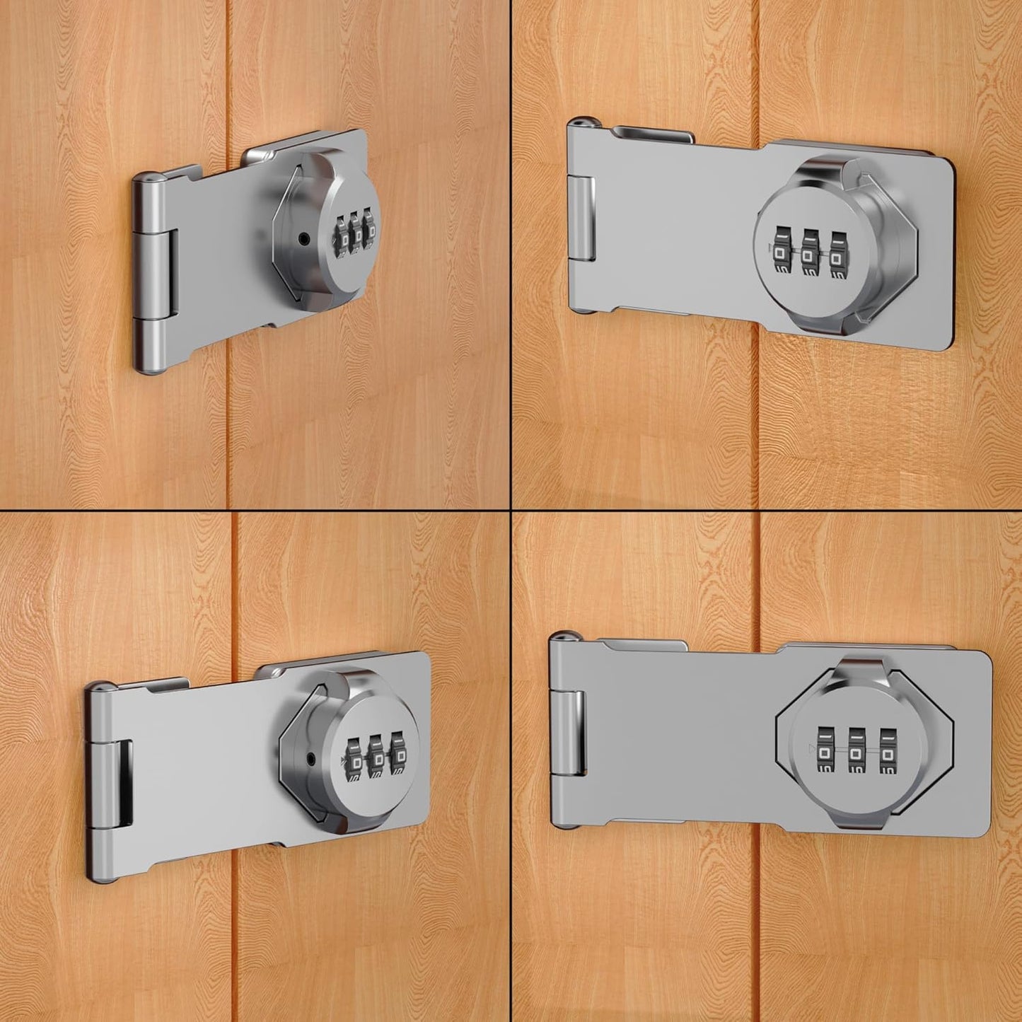 Keyless Combination Lock 3-Digit Combination Lock for Doors & Drawers Twist Knob Hasp Latch Lock