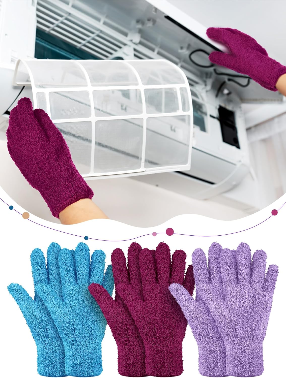 Patelai 3 Pairs Microfiber Plant Dusting Gloves Leaf Cleaning Gloves for Indoor Plants, Blinds