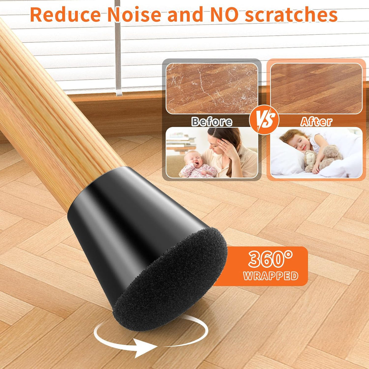Chair Leg Floor Protectors Medium 24Pcs,Silicone Chair Leg Protectors for Hardwood
