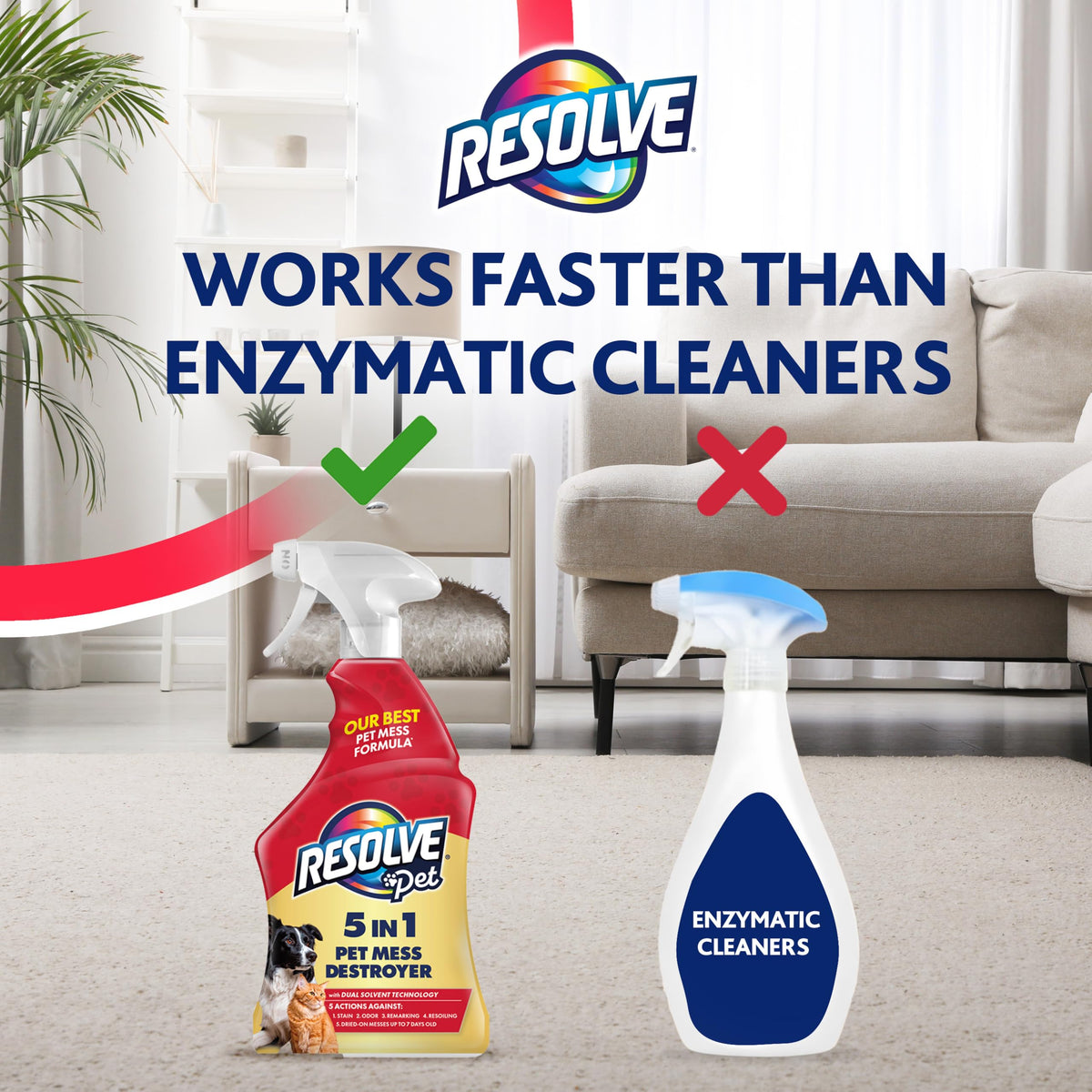 Resolve 5-in-1 Carpet Cleaner Spray – for Removal of Pet Stains & Odors Up to 7 Days Old, 22oz
