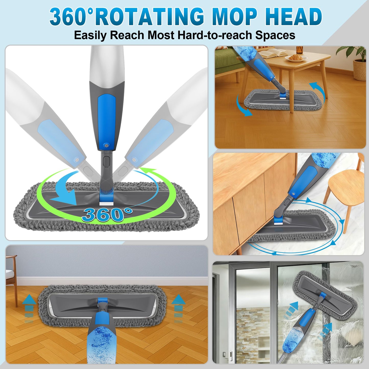 BPAWA Spray Mops for Floor Cleaning: Microfiber Wet Mop for Hardwood Tile
