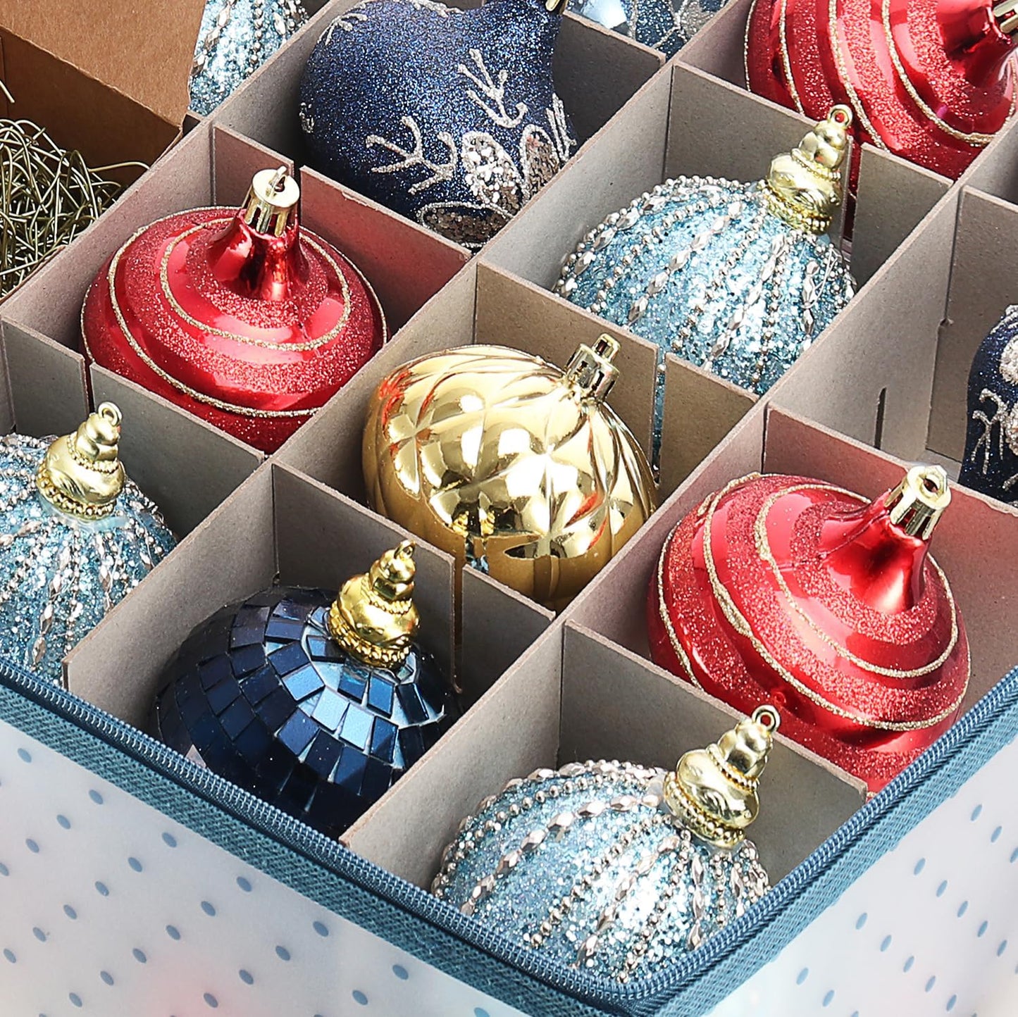 Large Christmas Ornament Storage Box With Adjustable Dividers - Plastic Ornament Storage Container