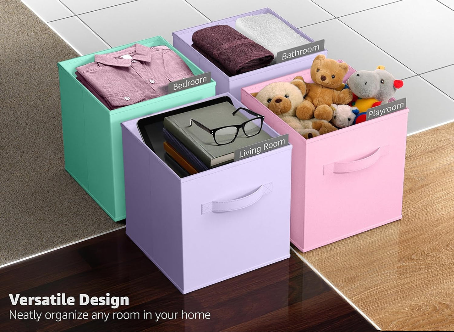 Sorbus Fabric Storage Cubes - 6 Foldable Storage Bins for Organizing Pantry, Cubbies, Toy Box
