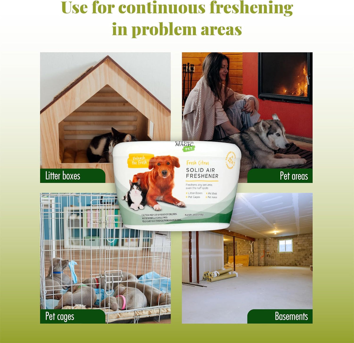 Citrus Magic Pet Solid Air Freshener, Pet Odor Eliminator for Home, Odor Absorber for Dog & Cat