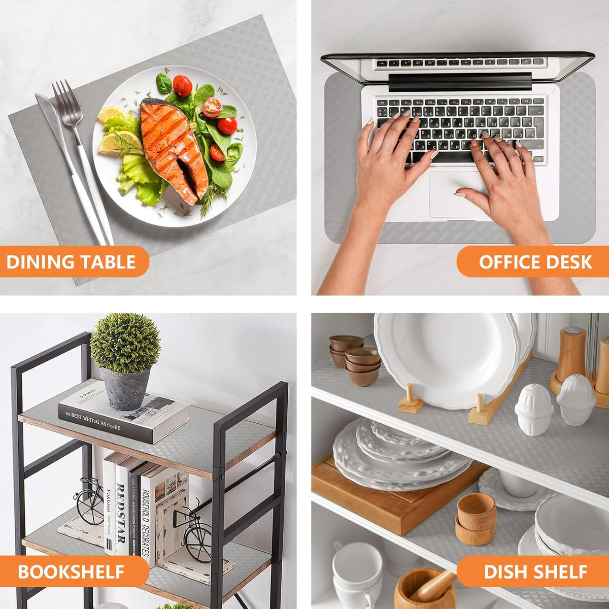 Light Gray Shelf Liners for Kitchen Cabinets Refrigerator Liners Waterproof & Oil-Proof Kitchen