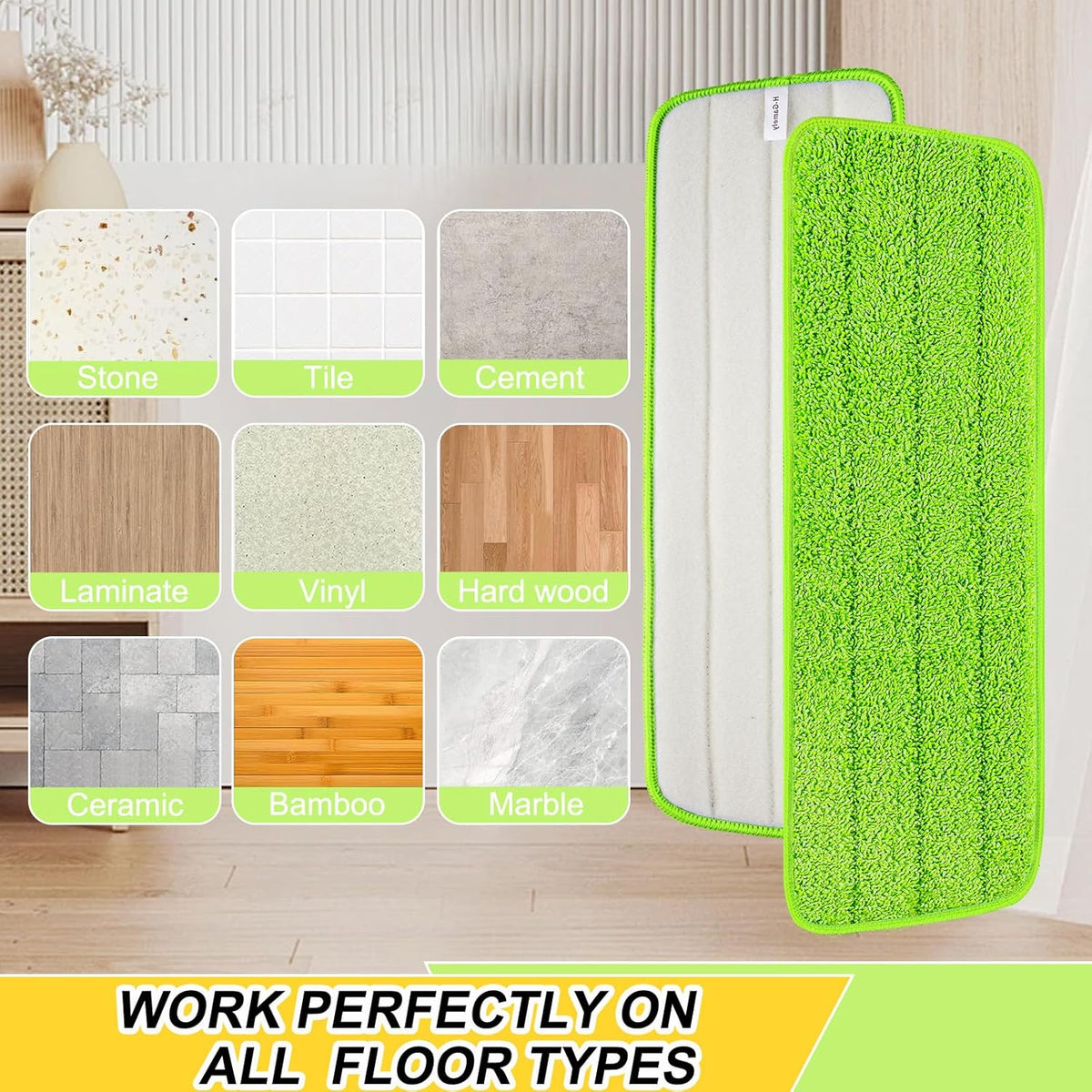 16.5 inch Reusable Mop Pads Microfiber Spray Mop Replacement Heads for Wet/Dry Mops Compatible with
