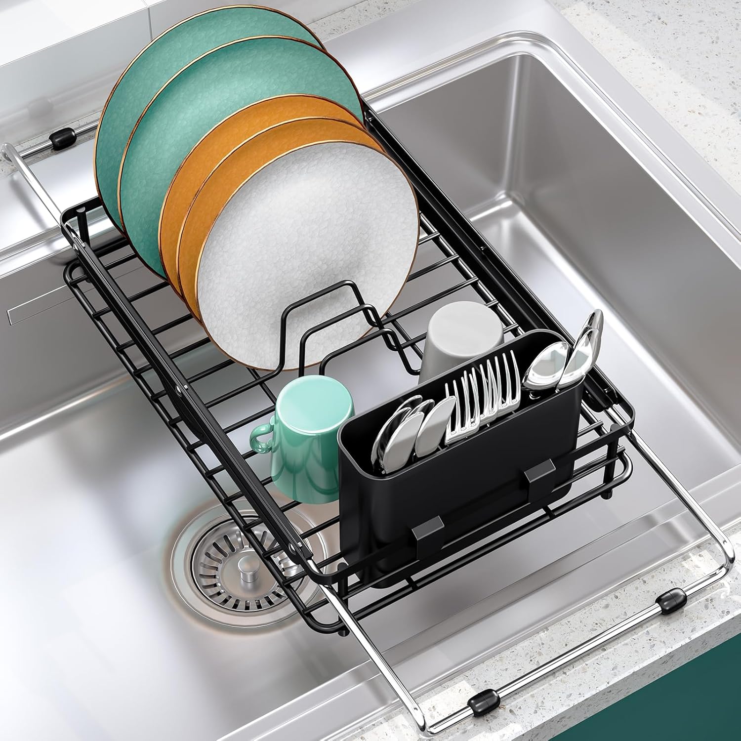 Over the Sink Dish Drying Rack,In Sink Dish Drying Racks,Expandable Dish Rack Over Sink