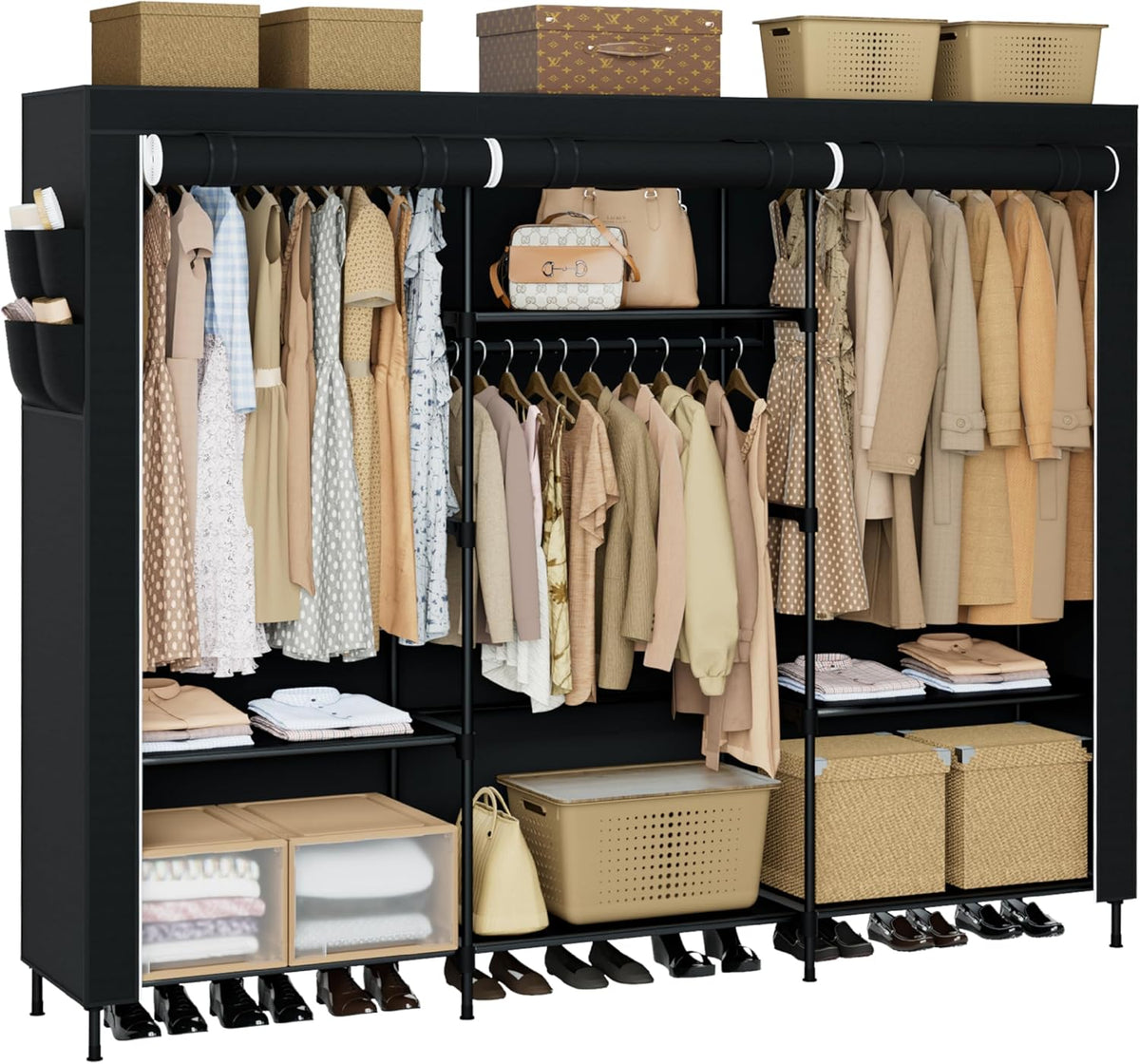 Portable Closet, 81.1 Inch Extra Large Capacity Wardrobe Closet with Cover, Clothes Storage