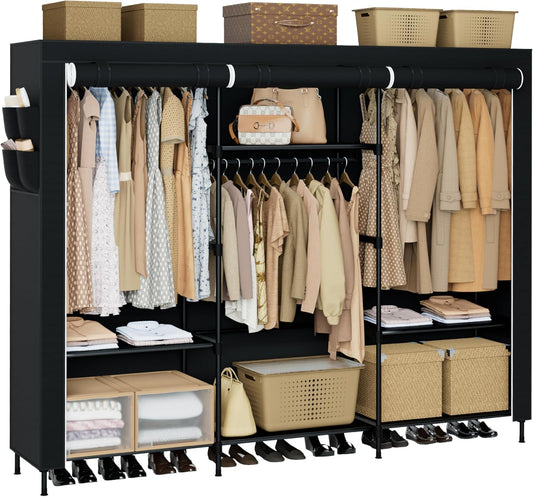Portable Closet, 81.1 Inch Extra Large Capacity Wardrobe Closet with Cover, Clothes Storage