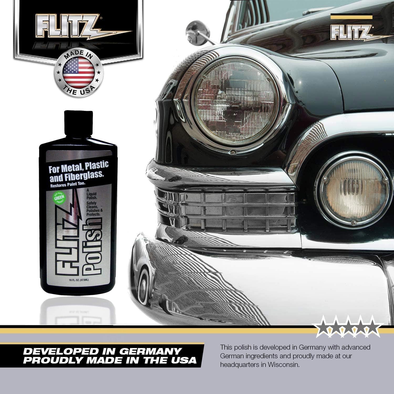Flitz Multi Purpose Metal Polish Liquid - 3.4oz Bottle of USA-Made Tarnish Remover - For Aluminum