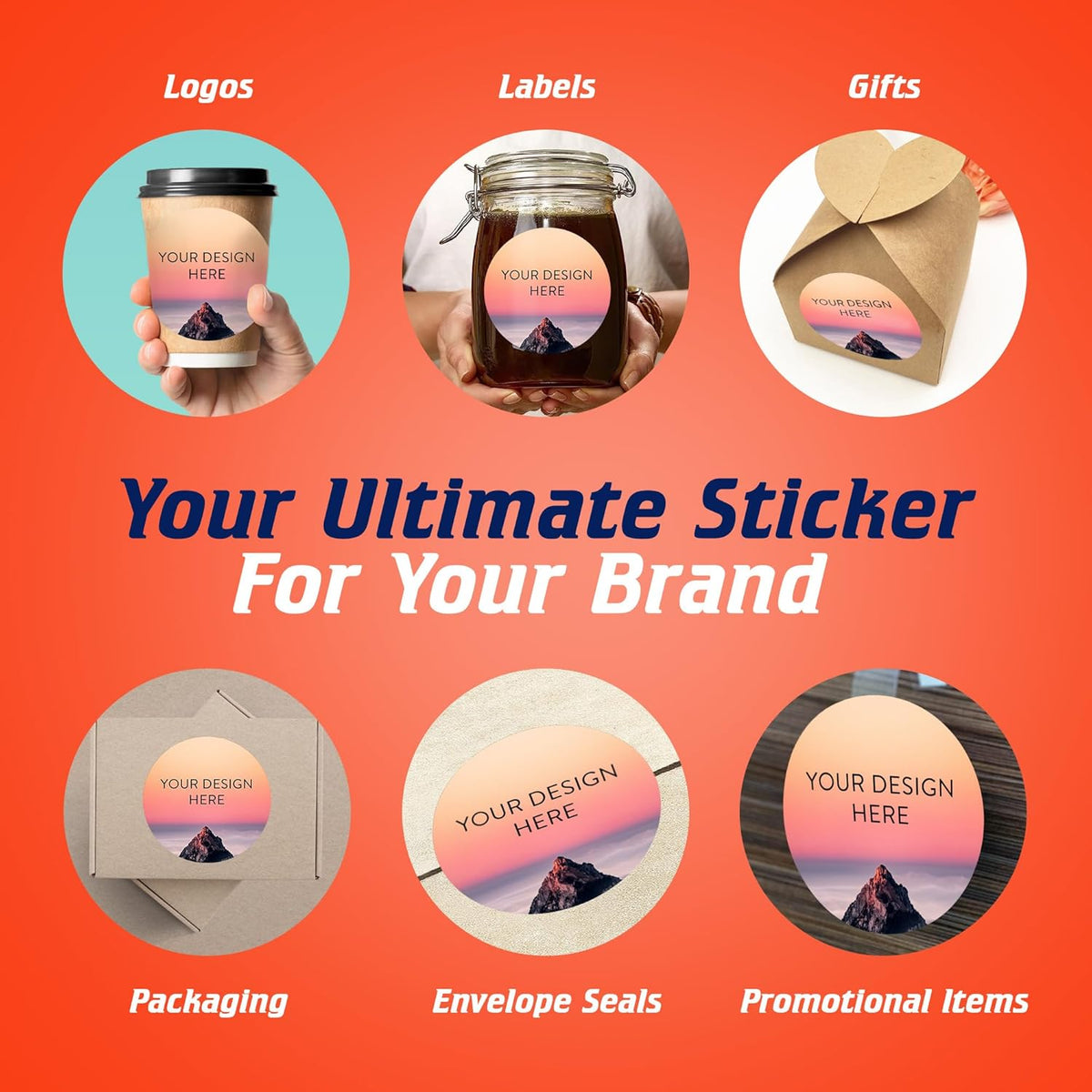 100 Custom Vinyl Stickers - Upload Your own Image, Text, Design, Logo - Personalized Logo Labels