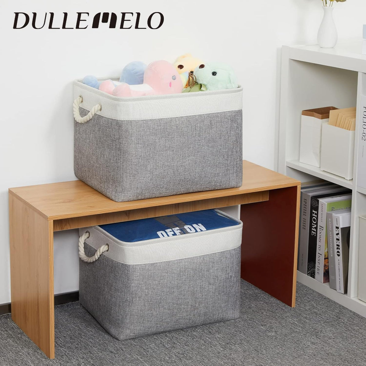 DULLEMELO Storage Baskets for Organizing 16x12x12 Large Fabric Storage Bins Baskets Set of 2