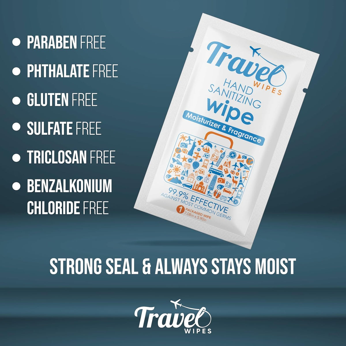 Hand Sanitizing Travel Wipes – 15ct Individually Wrapped | Fresh Citrus Scent, Moisturizing, 70%