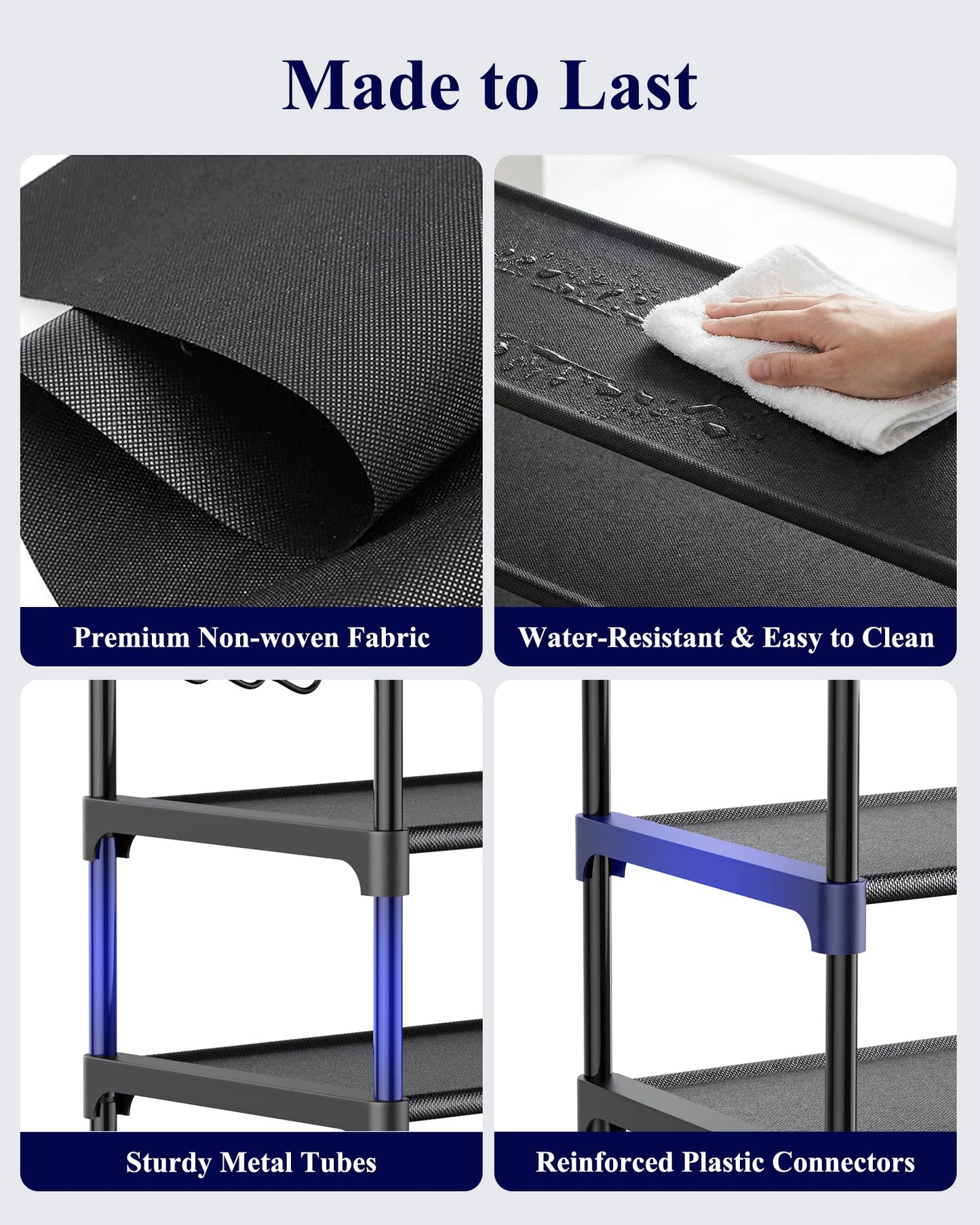 Kitsure 10 Tier Shoe Rack, Tall Shoe Organizer, 32.2" Wide, Black