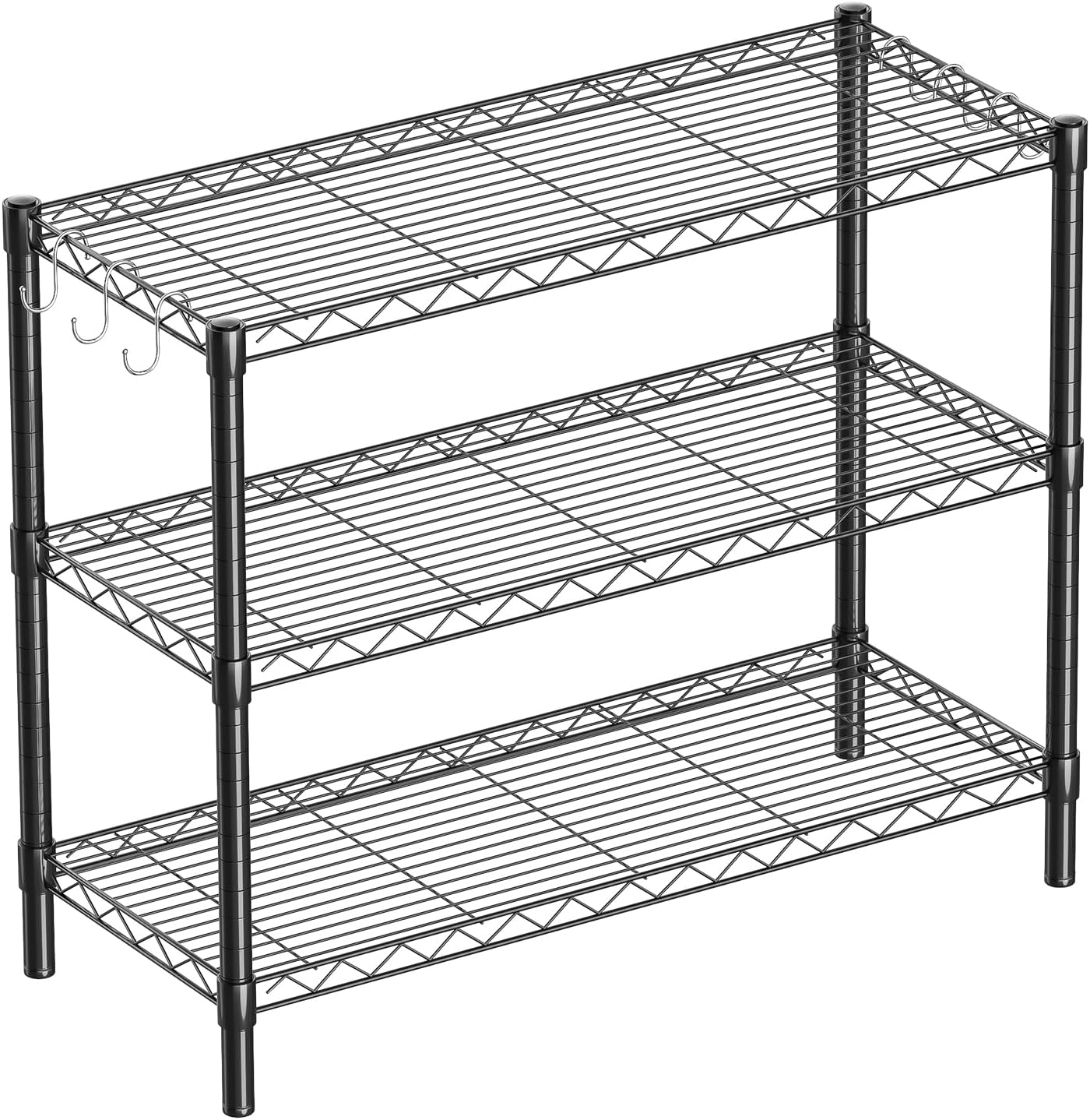 3-Shelf Adjustable Metal Shelf Wire Shelving Unit Storage Rack Display Shelf for