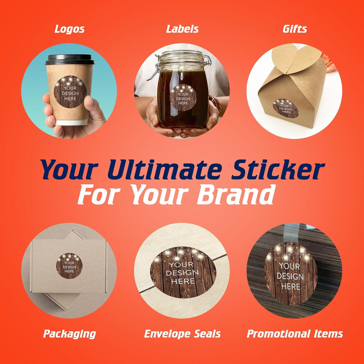 5-1000 Custom Vinyl Stickers - Upload Your own Image, Text, Design, Logo - Personalized Logo Labels
