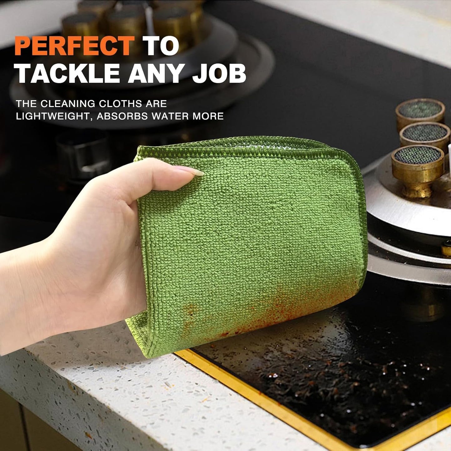 KinHwa Kitchen Washcloths for Dishes Absorbent Microfiber Dish Cloths Quick Dry Dish Rags with Poly