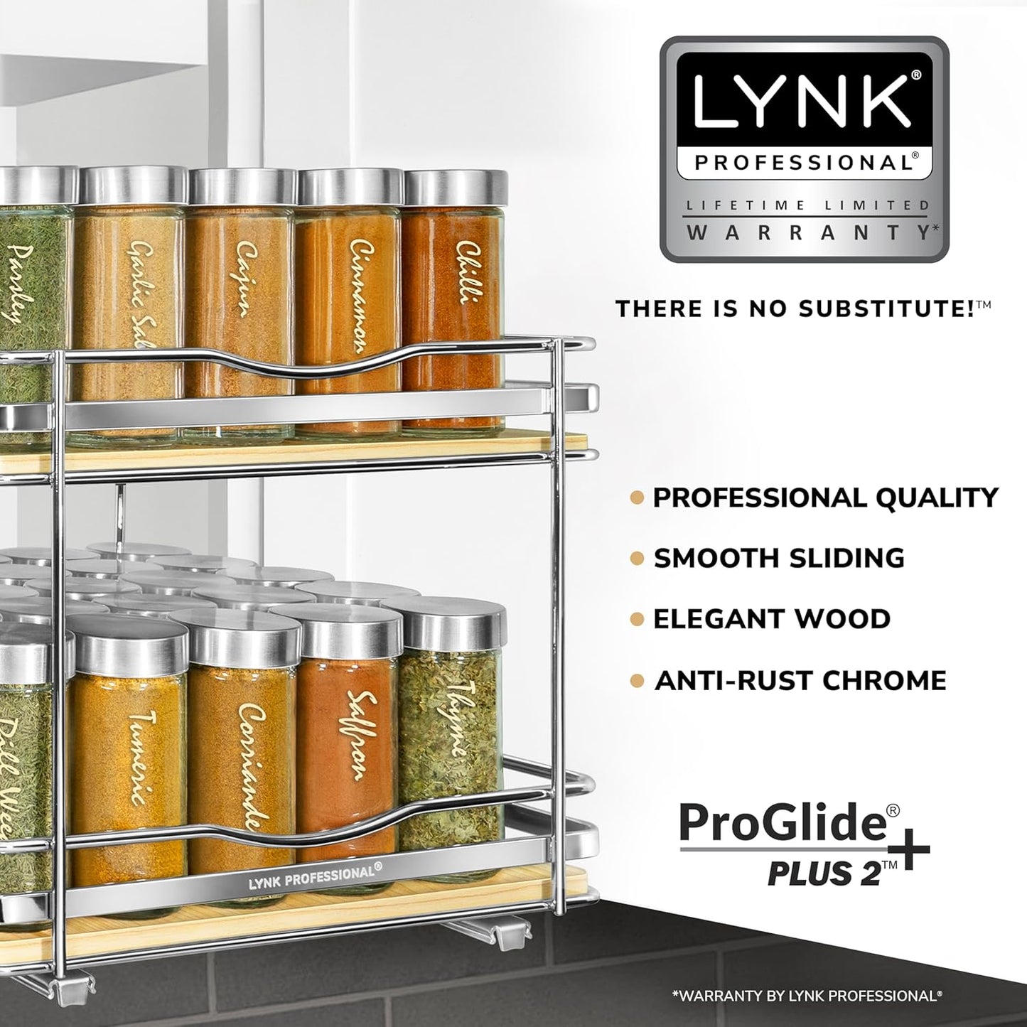 LYNK PROFESSIONAL® Élite™ Pull Out Spice Rack Organizer for Inside Kitchen Cabinets - 10-1/4 inch