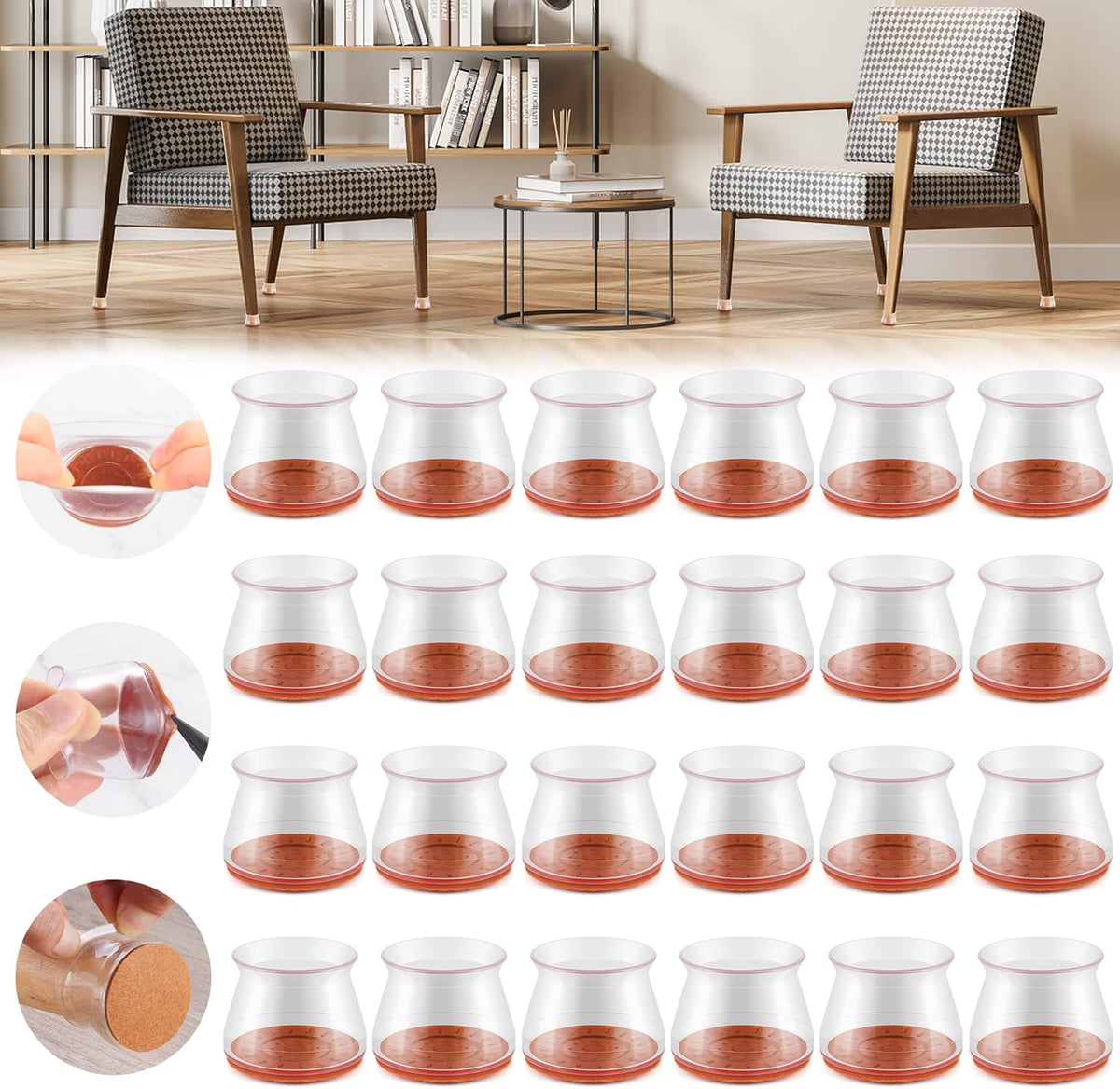 24PCS Upgraded Silicone Chair Leg Floor Protectors for Hardwood Floors, Furniture Sliders for Chair